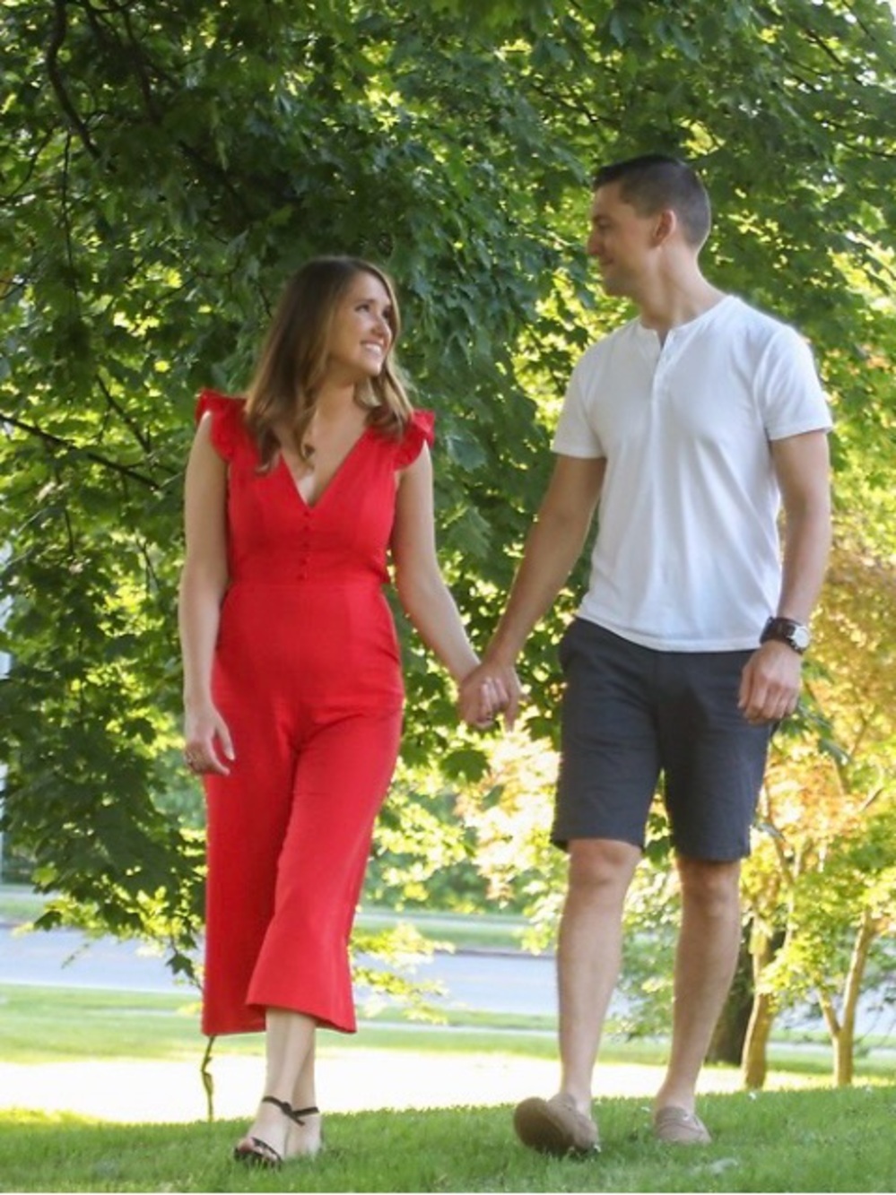 Miss Selfridge Red V-Neck Cap-Sleeve Jumpsuit
